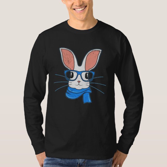 Bunny face Cool Easter Bunny with Glasses Easter 1 T-Shirt (Front)