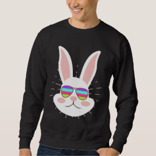 Bunny face Cool Easter Bunny with Glasses Easter 2 Sweatshirt