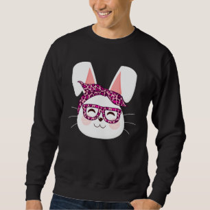 Bunny face Cool Easter Bunny with Glasses Easter   Sweatshirt