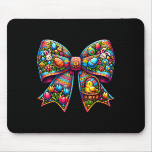 Bunny Face Coquette Bow Easter Day Tees Women Girl Mouse Pad
