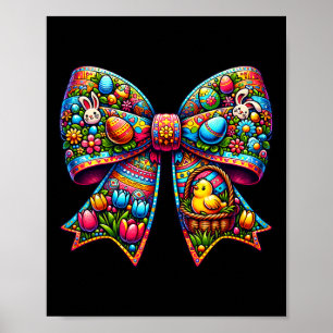 Bunny Face Coquette Bow Easter Day Tees Women Girl Poster