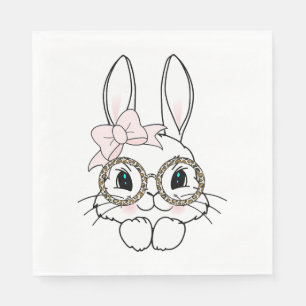 Bunny Face Easter Animal Print Glasses Spring Napkin