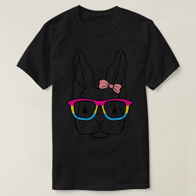 Bunny Face Glasses Animal LGBTQ Panseual Pan Flag  T-Shirt (Design Front)