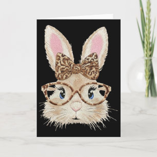 Bunny Face Gles Ndana Leopard Women Girls Easter D Card