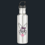 Bunny Face Leopard Glasses Bubble Gum Easter Day G 710 Ml Water Bottle<br><div class="desc">Bunny Face Leopard Glasses Bubble Gum Easter Day Girls Kids T-Shirt</div>