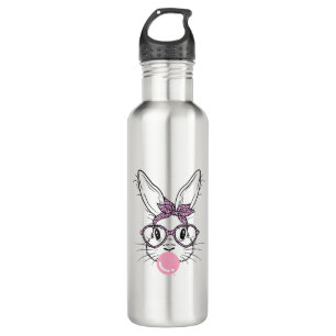 Bunny Face Leopard Glasses Bubble Gum Easter Day G 710 Ml Water Bottle