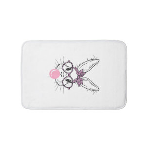 Bunny Face Leopard Glasses Bubble Gum Easter Day G Bath Mat
