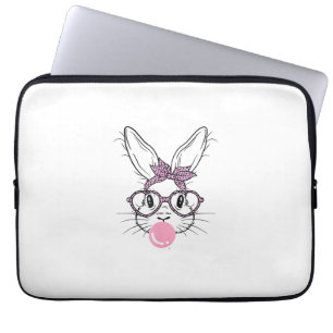 Bunny Face Leopard Glasses Bubble Gum Easter Day G Laptop Sleeve