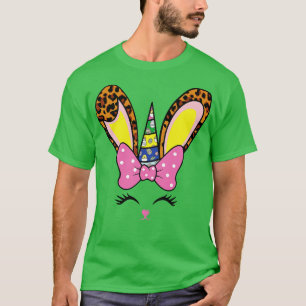 Bunny Face Leopard Glasses Bubble Gum Easter Day G T-Shirt