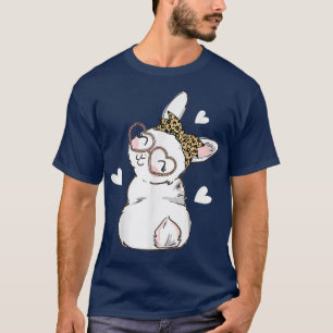 Bunny Face Leopard Glasses Heart Headband Happy T-Shirt