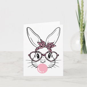 Bunny Face Leopard Gles Bubblegum Easter Day Girl  Card