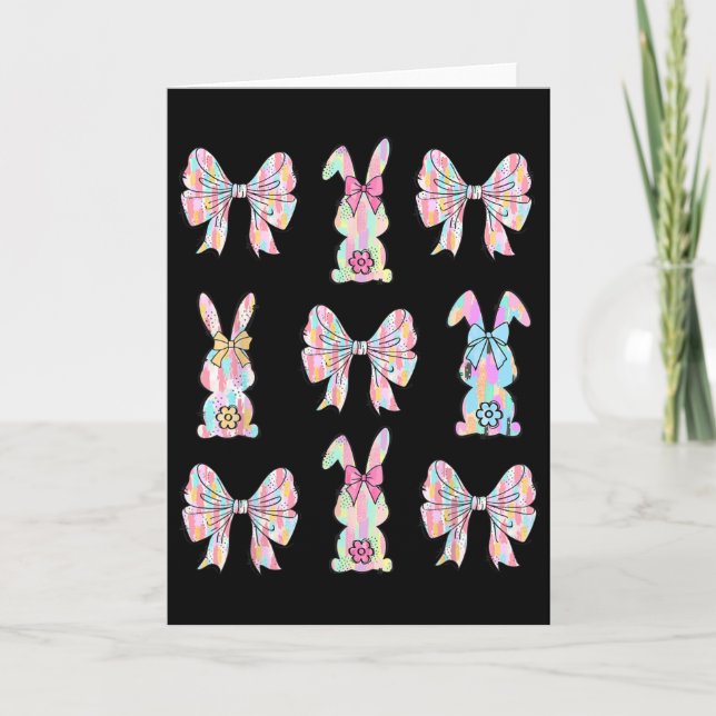 Bunny Face Rabbit Coquette Bow Easter Day Women Gi Card (Front)