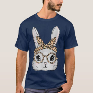 Bunny Face Sunglasses Leopard Glasses Headband Eas T-Shirt