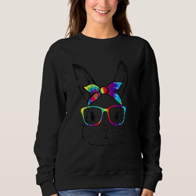 Bunny Face Sunglasses Tie Dye Glasses Headband Eas Sweatshirt (Front)