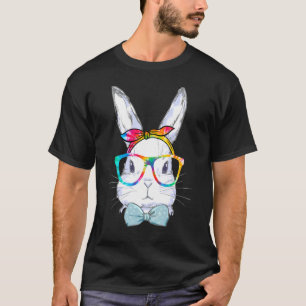 Bunny Face Sunglasses Tie Dye Glasses Headband Eas T-Shirt