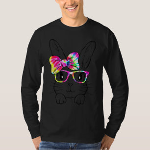 Bunny Face Tie Dye Glasses Headband Easter Day 202 T-Shirt