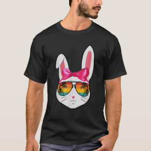 Bunny Face Vintage Glasses Retro Funny Easter Day T-Shirt
