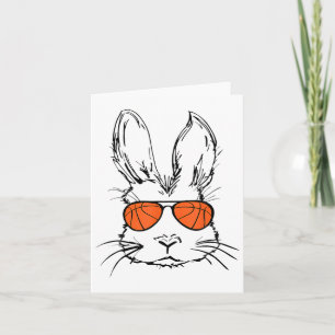 Bunny Face With Basketball Sungles Easter Day For  Card