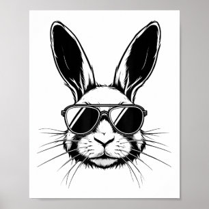 Bunny Face With Gles Shirt Men Boys Kids Easter Da Poster