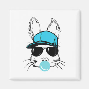 Bunny Face With Hat Sungles Bubble Gum Easter Day  Magnet