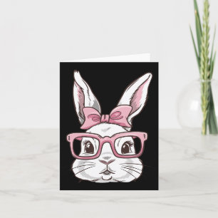 Bunny Face With Pink Sungles Bow Tie Easter Day Gi Card