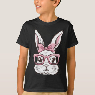 Bunny Face With Pink Sungles Bow Tie Easter Day Gi T-Shirt