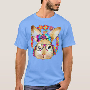 Bunny Face With Purple Glasses Cute Easter Rabbit  T-Shirt