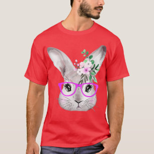 Bunny Face With Purple Glasses Cute Easter Rabbit T-Shirt