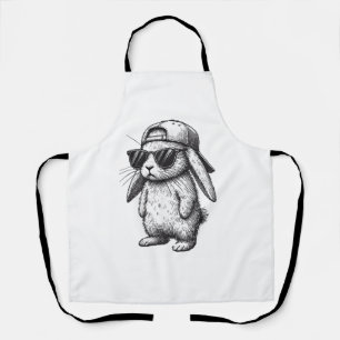 Bunny Face With Sunglasses Cap Easter Day for Boys Apron