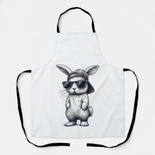 Bunny Face with Sunglasses Cap Easter Day for Boys Apron