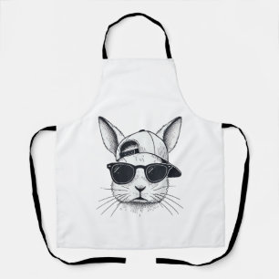 Bunny Face with Sunglasses Cap Easter Day for Boys Apron