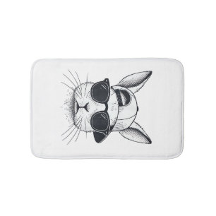 Bunny Face with Sunglasses Cap Easter Day for Boys Bath Mat