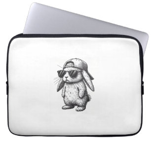 Bunny Face With Sunglasses Cap Easter Day for Boys Laptop Sleeve