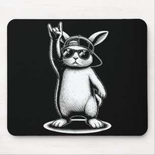 Bunny face with sunglasses cap easter day for boys mouse pad