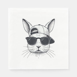 Bunny Face with Sunglasses Cap Easter Day for Boys Napkin