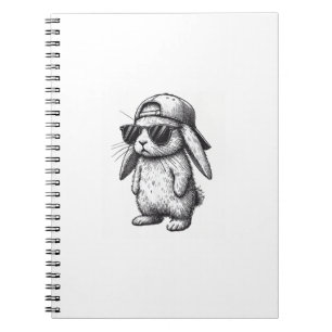 Bunny Face With Sunglasses Cap Easter Day for Boys Notebook