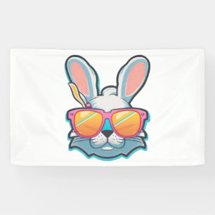 bunny face with sunglasses easter day  banner
