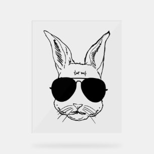Bunny Face With Sunglasses Easter Day For Acrylic Sign