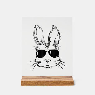 Bunny Face With Sunglasses Easter Day for Boys Men Acrylic Sign