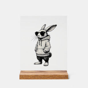 Bunny Face with Sunglasses Easter Day for Boys Men Acrylic Sign