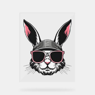 Bunny Face With Sunglasses Easter Day For Boys Men Acrylic Sign