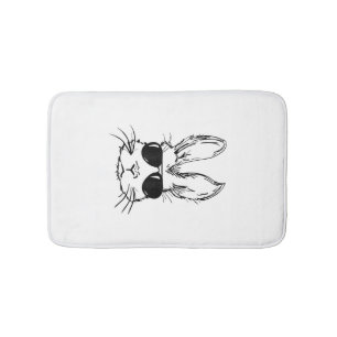 Bunny Face With Sunglasses Easter Day for Boys Men Bath Mat