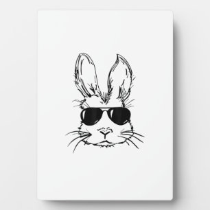Bunny Face With Sunglasses Easter Day for Boys Men Plaque