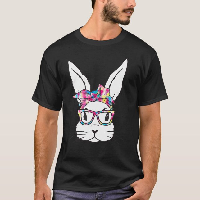 Bunny Face With Sunglasses Easter Day For Boys Men T-Shirt (Front)
