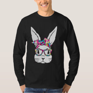 Bunny Face With Sunglasses Easter Day For Boys Men T-Shirt