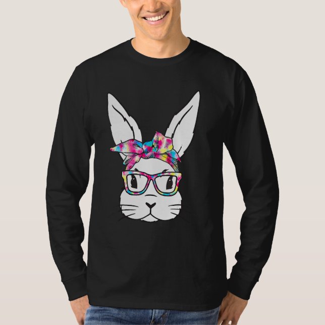 Bunny Face With Sunglasses Easter Day For Boys Men T-Shirt (Front)