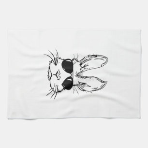 Bunny Face With Sunglasses Easter Day for Boys Men Tea Towel