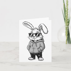 Bunny Face With Sunglasses Easter Day Rabbit Men B Card