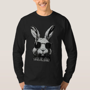 Bunny Face With Sunglasses For Boys Men Kids Easte T-Shirt