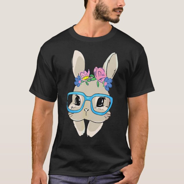 Bunny Face With Sunglasses For Girls Women Kids Ea T-Shirt (Front)